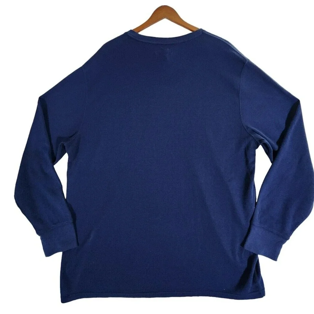 Polo Ralph Lauren Sleepwear Top Men's 2XL Blue Thermal Waffle Knit Long Sleeve